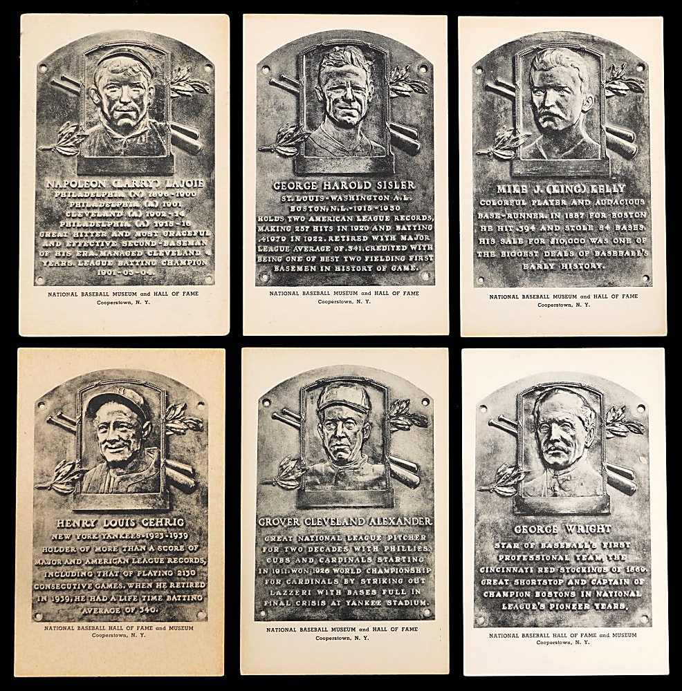 1944-1945 Albertype Hall of Fame Plaque Postcards Type I Partial Set (28/38) with Lou Gehrig