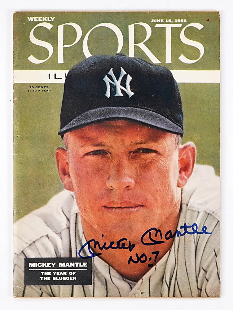 6/18/56 Mickey Mantle Signed Sports Illustrated Magazine with "No. 7" Inscription