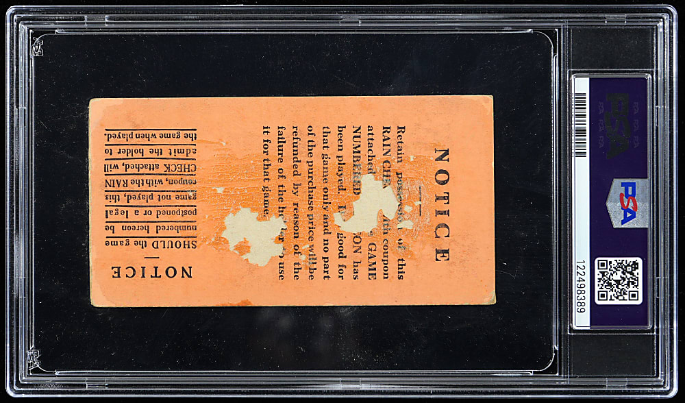 1927 World Series Game 4 New York Yankees Clincher Ticket Stub – PSA FAIR 1.5
