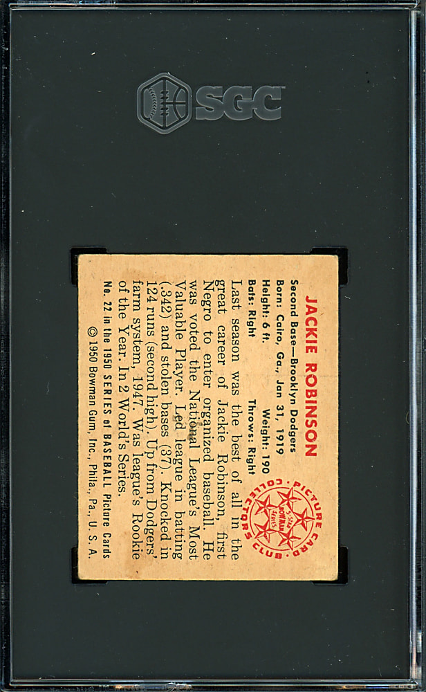 1950 Bowman #22 Jackie Robinson SGC VG 3