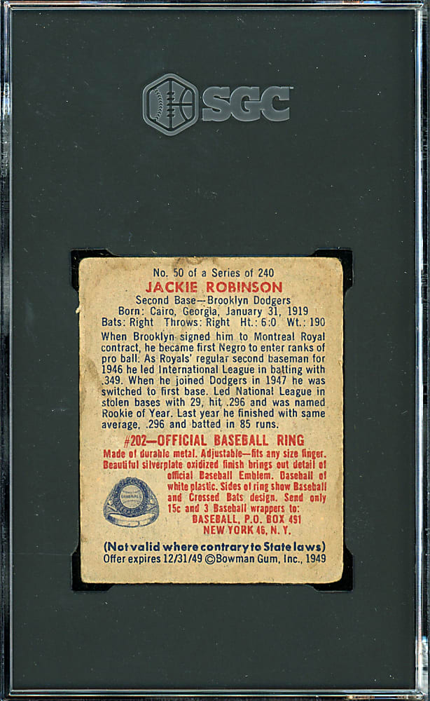 1949 Bowman #50 Jackie Robinson Rookie SGC POOR 1