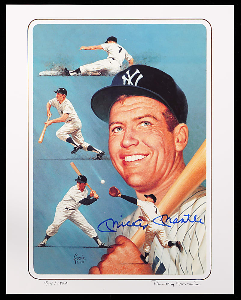Mickey Mantle Signed Rudy Garcia Limited-Edition Art Print