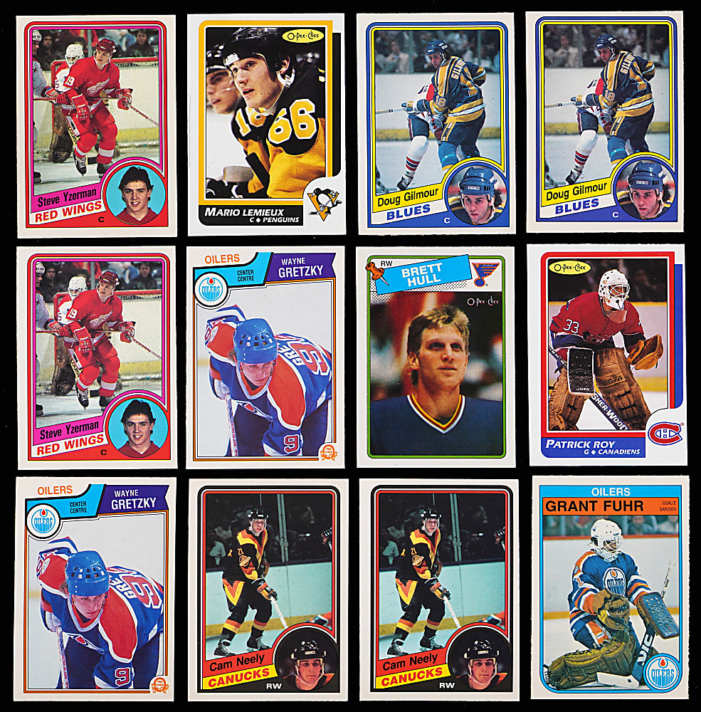 1982-1989 O-Pee-Chee Hockey Complete Sets (7) with 1986-87 #53 Patrick Roy Rookie