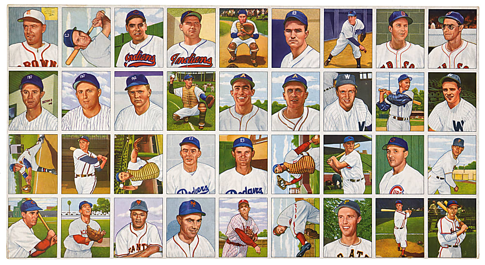 1950 Bowman Uncut Sheet with #148 Early Wynn - 36 Total Cards