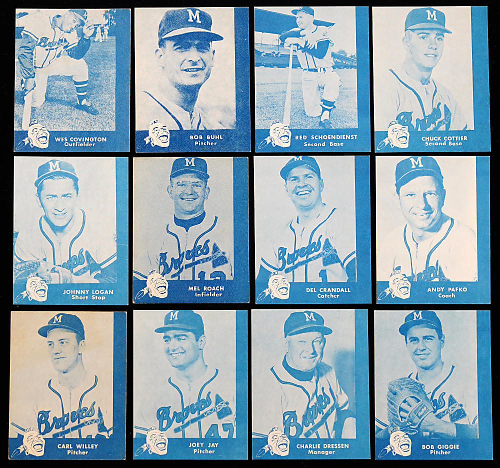 1960 Lake to Lake Dairy Milwaukee Braves Starter Set (12) with Red Schoendienst