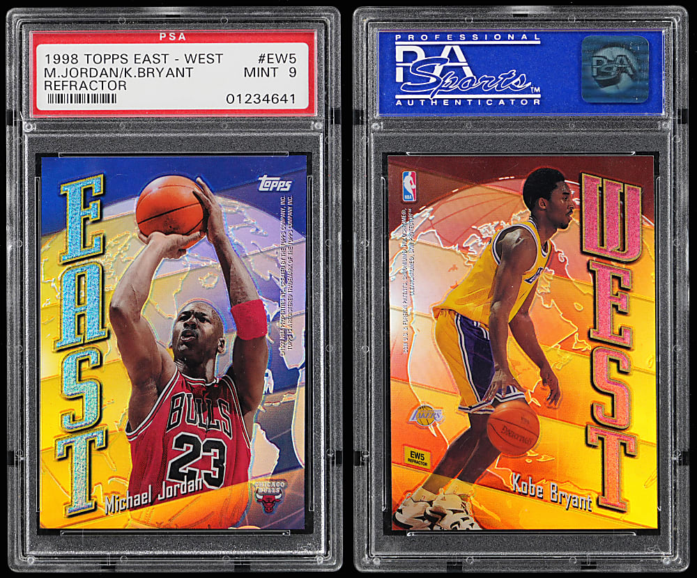 1998 Topps Basketball East - West #EW5 Michael Jordan/Kobe Bryant Refractor PSA MINT 9