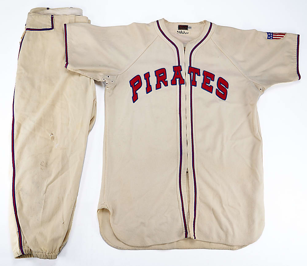 1943 Elbie Fletcher Pittsburgh Pirates Home Game-Used Jersey and Pants with Phil Wood LOA - Extremely Rare Style