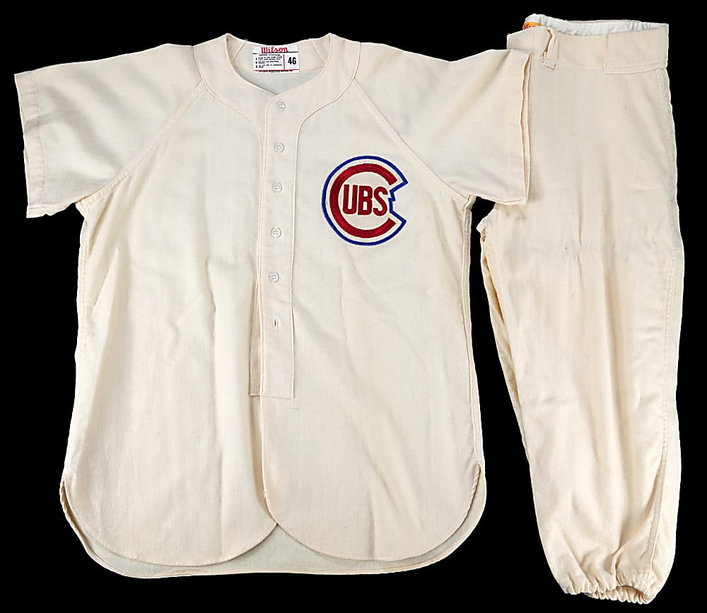 1950s Chicago Cubs #11 Salesman's Sample Jersey & Pants Ensemble with Phil Wood LOA - Superb Condition