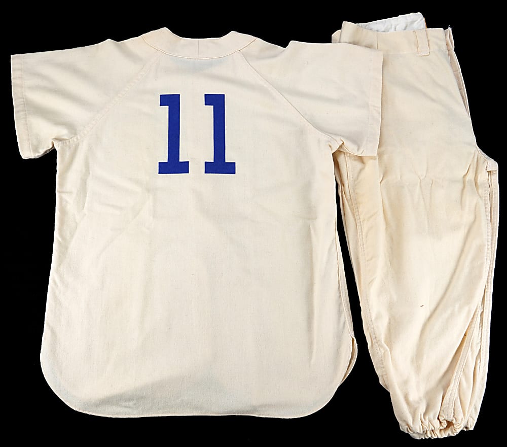 1950s Chicago Cubs #11 Salesman's Sample Jersey & Pants Ensemble with Phil Wood LOA - Superb Condition