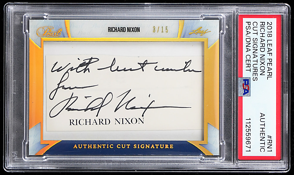 2018 Leaf Pearl Richard Nixon Authentic Cut Signature #3/15 - PSA/DNA Authentic