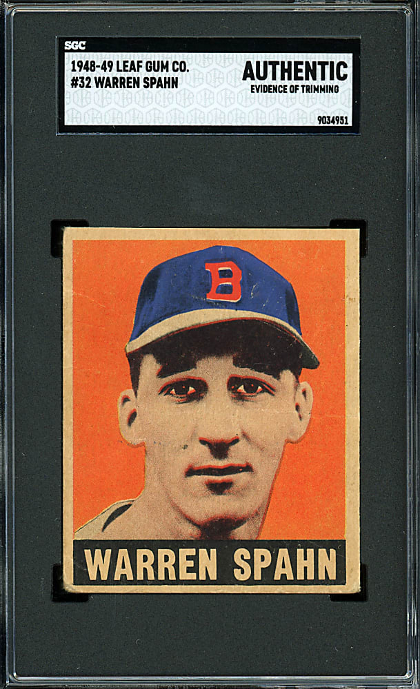 1948-1949 Leaf #32 Warren Spahn Rookie SGC Authentic