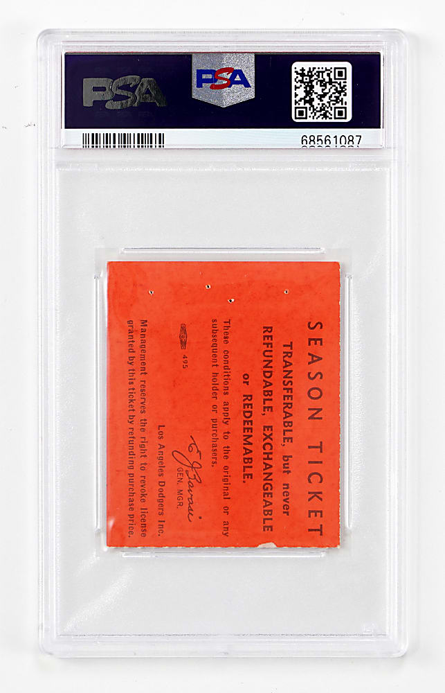 1964 Sandy Koufax Only Opening Day Ticket Stub – PSA FAIR 1.5 - 1 of 1, 1 Higher
