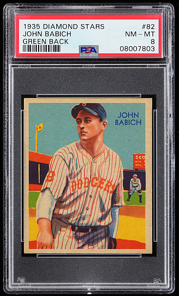 1934-1936 Diamond Stars #82 Johnny Babich PSA NM-MT 8 - Only 4 Higher