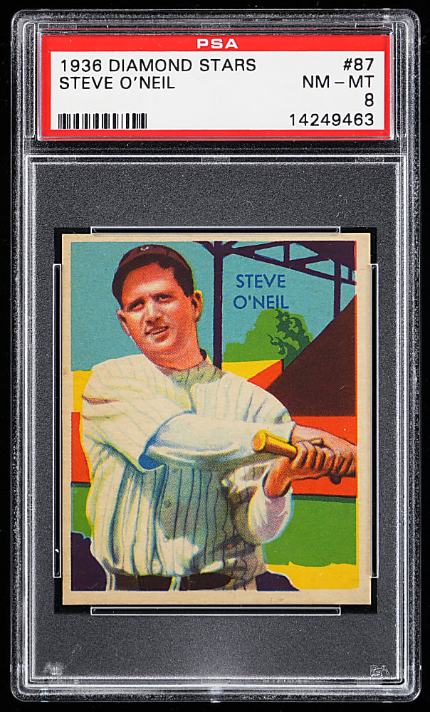 1934-1936 Diamond Stars #87 Steve O'Neil PSA NM-MT 8 - Only 6 Higher