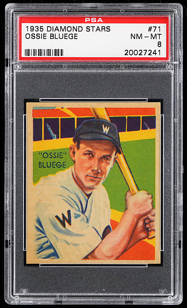 1934-1936 Diamond Stars #71 Ossie Bluege PSA NM-MT 8 - Only 4 Higher