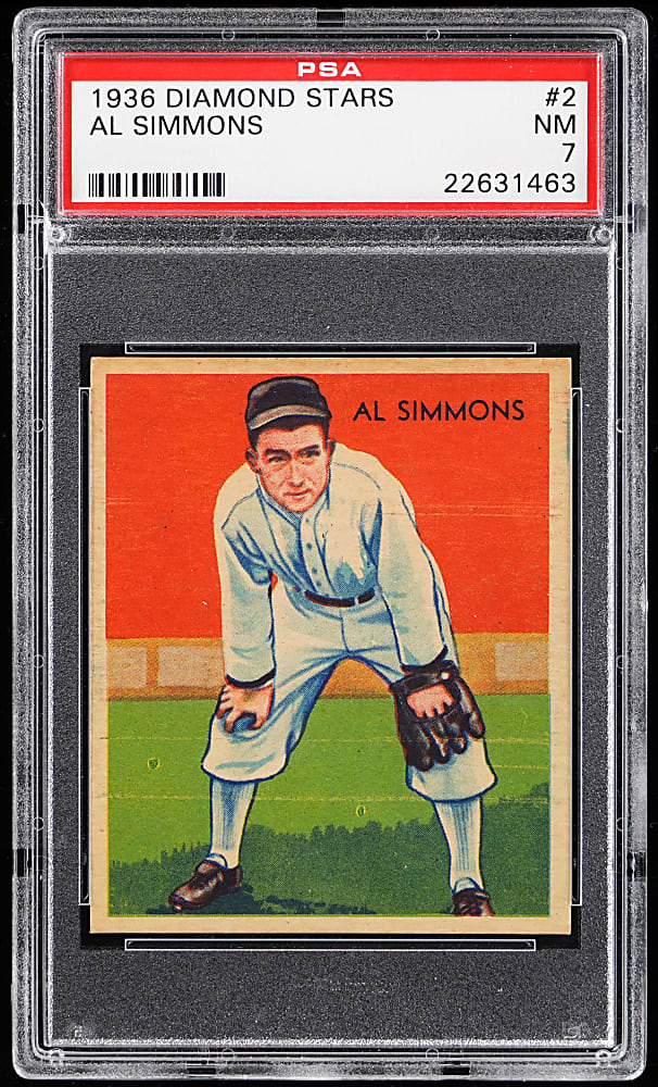 1934-1936 Diamond Stars Blue Back #2 Al Simmons PSA NM 7