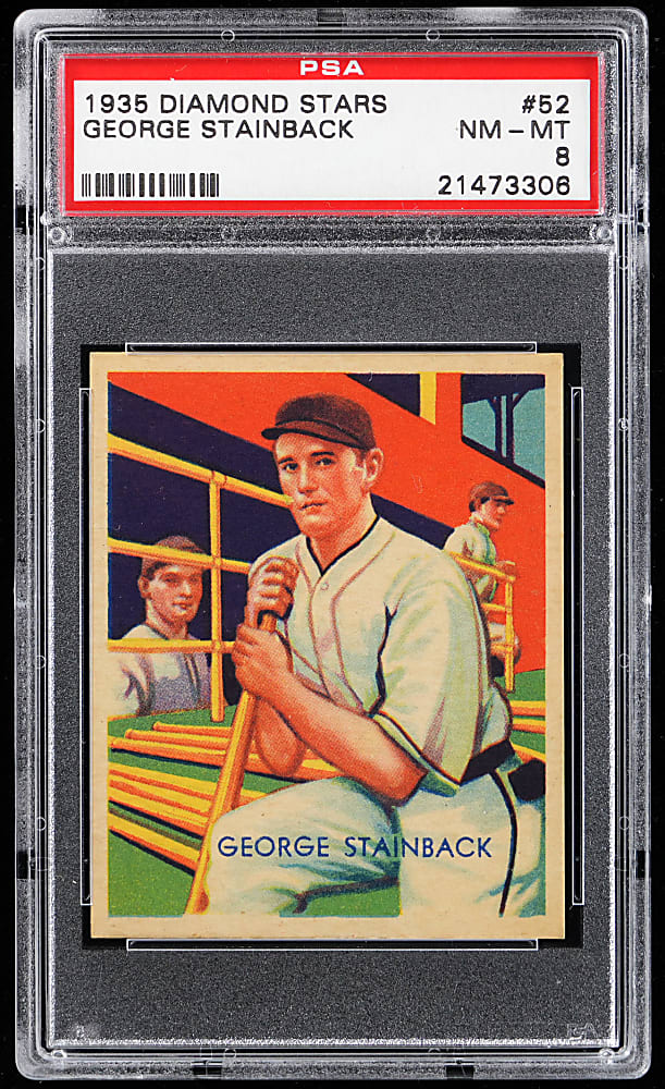 1934-1936 Diamond Stars #52 George Stainback PSA NM-MT 8 - Only 9 Higher