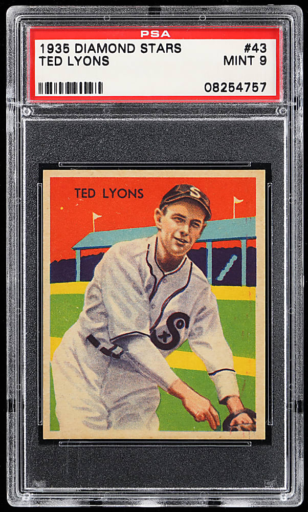1934-1936 Diamond Stars #43 Ted Lyons PSA MINT 9 - Highest Graded!