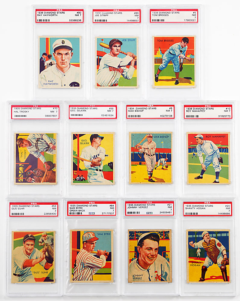 1934-1936 Diamond Stars PSA NM 7 Graded Group (11) with 3 High Numbers