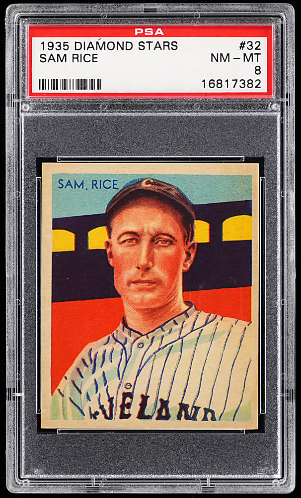 1934-1936 Diamond Stars #32 Sam Rice PSA NM-MT 8 - Only 3 Higher