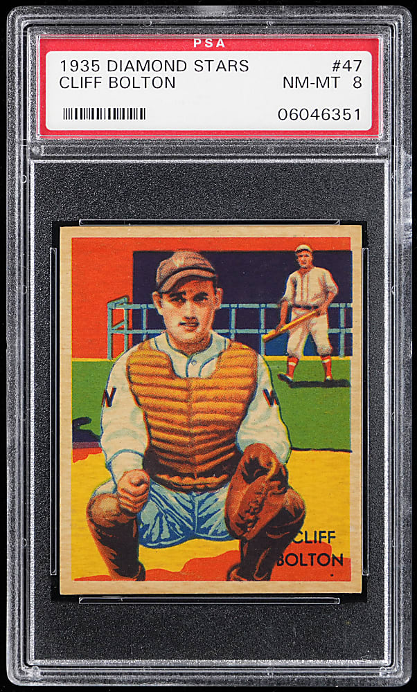 1934-1936 Diamond Stars #47 Cliff Bolton PSA NM-MT 8 - Only 3 Higher