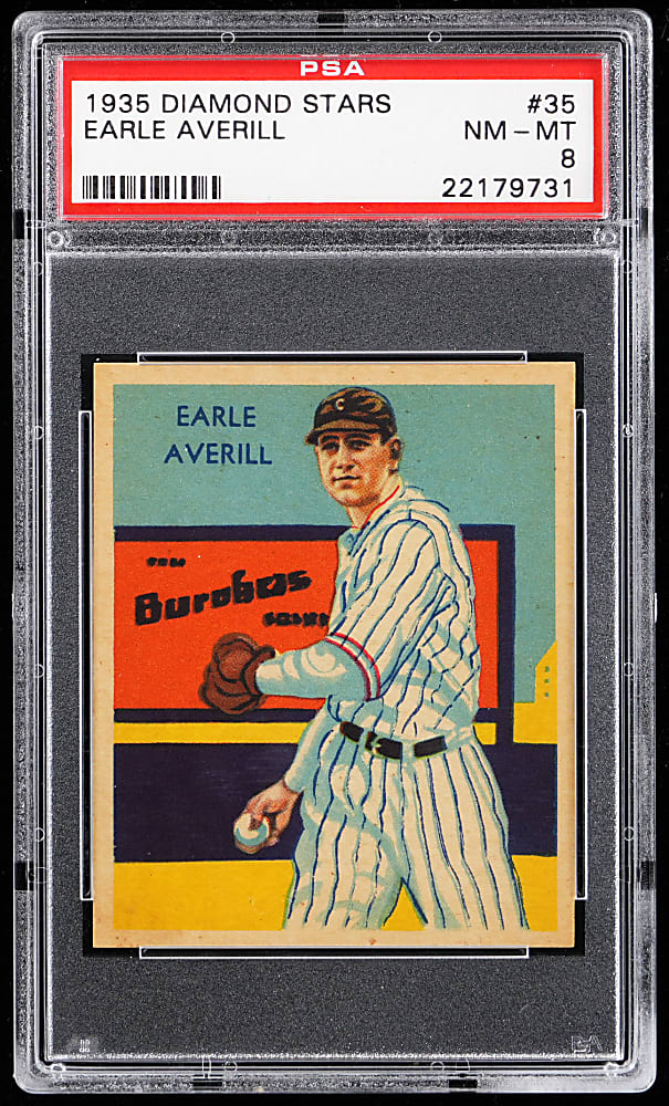 1934-1936 Diamond Stars #35 Earl Averill PSA NM-MT 8 - Only 8 Higher