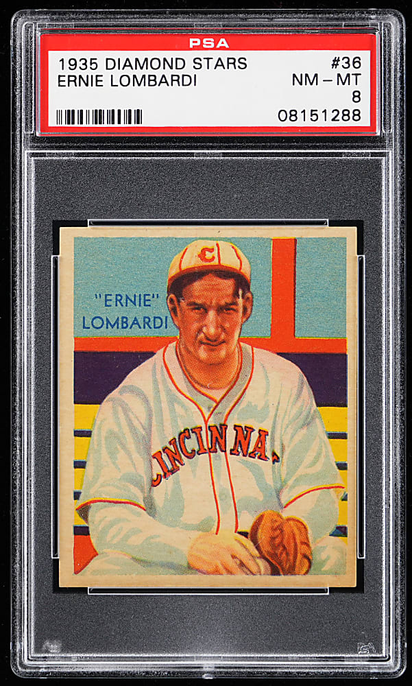 1934-1936 Diamond Stars #36 Ernie Lombardi PSA NM-MT 8 - Only 3 Higher