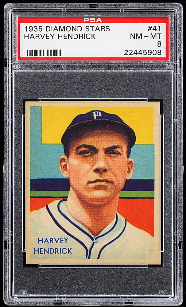 1934-1936 Diamond Stars #41 Harvey Hendrick PSA NM-MT 8 - Only 4 Higher