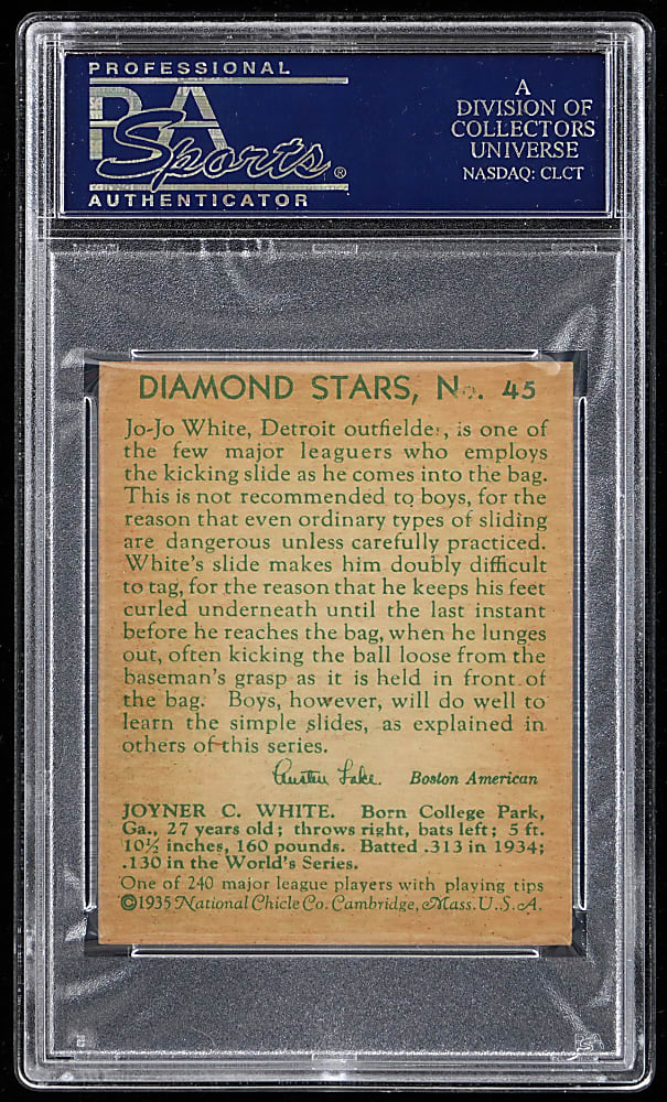 1934-1936 Diamond Stars #45 Jo-Jo White PSA NM-MT 8 - Only 4 Higher