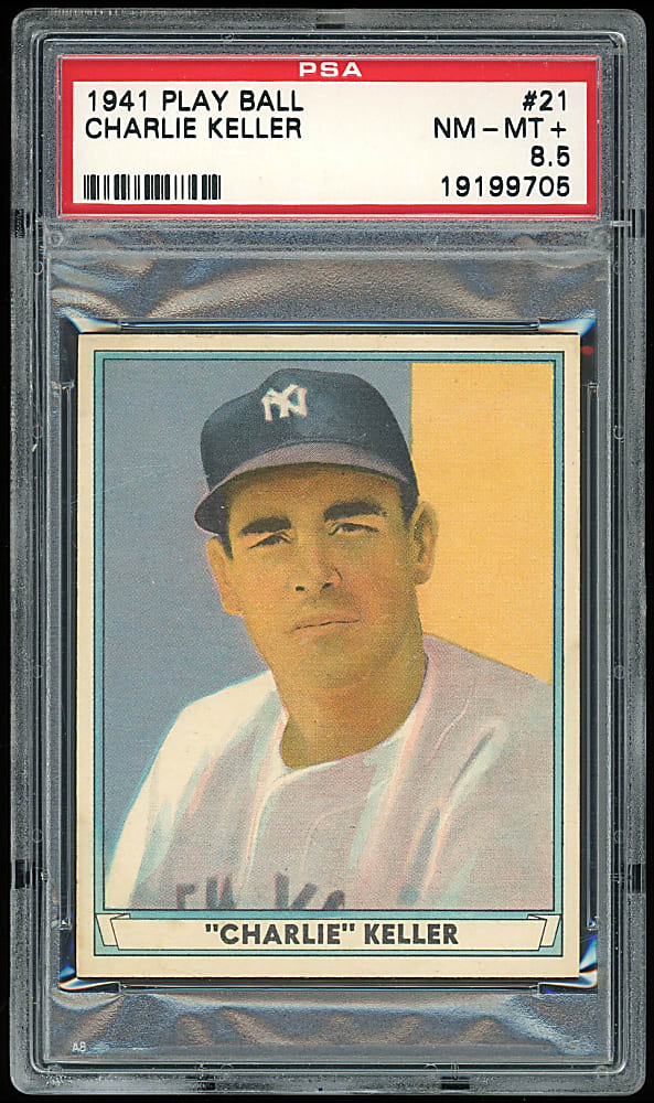 1941 Play Ball #21 Charlie Keller PSA NM-MT+ 8.5 - Population 3, Only 2 Higher