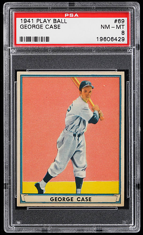 1941 Play Ball #69 George Case PSA NM-MT 8 - Only 2 Higher
