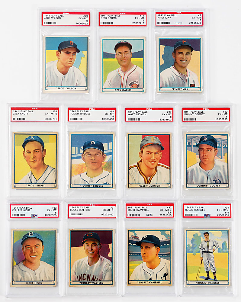 1941 Play Ball PSA EX-MT 6 or EX-MT+ 6.5 Graded Collection (11)