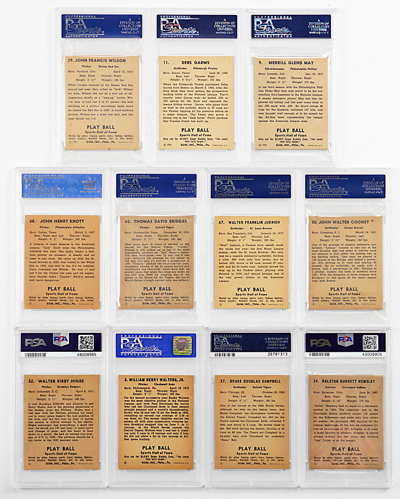 1941 Play Ball PSA EX-MT 6 or EX-MT+ 6.5 Graded Collection (11)