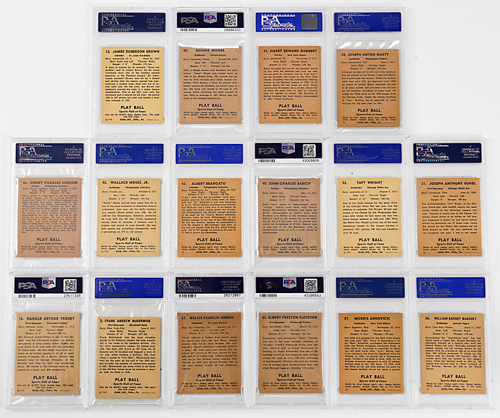 1941 Play Ball PSA NM 7 Graded Starter Set (16)
