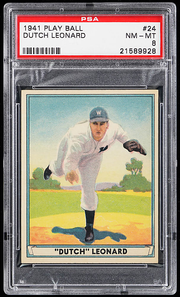 1941 Play Ball #24 Dutch Leonard PSA NM-MT 8 - Only 3 Higher