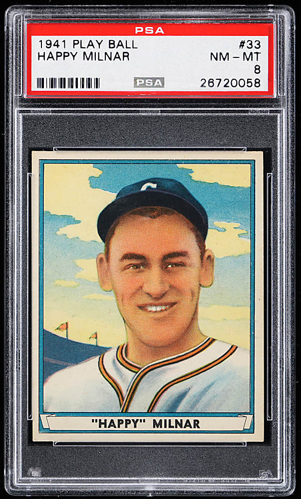 1941 Play Ball #33 Happy Milnar PSA NM-MT 8 - Only 3 Higher