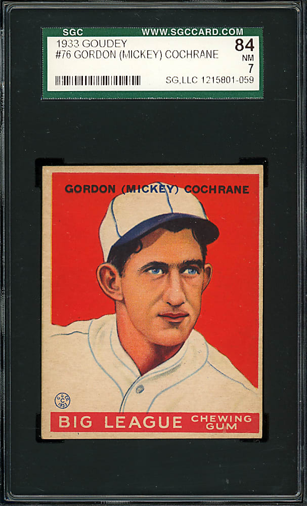 1933 Goudey #76 Mickey Cochrane SGC NM 7