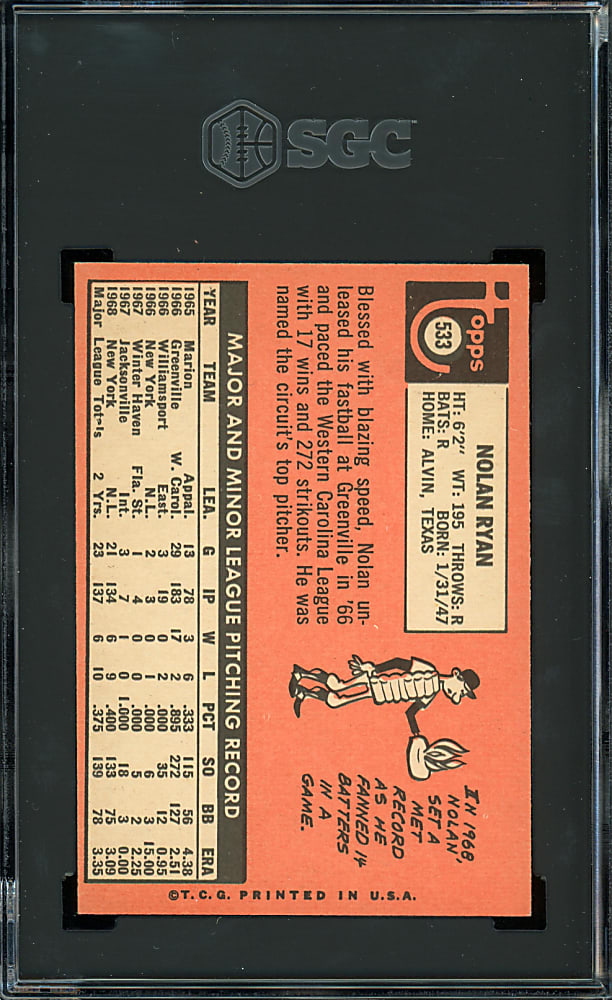 1969 Topps #533 Nolan Ryan SGC EX/NM+ 6.5