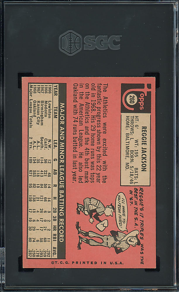 1969 Topps #260 Reggie Jackson Rookie SGC EX 5