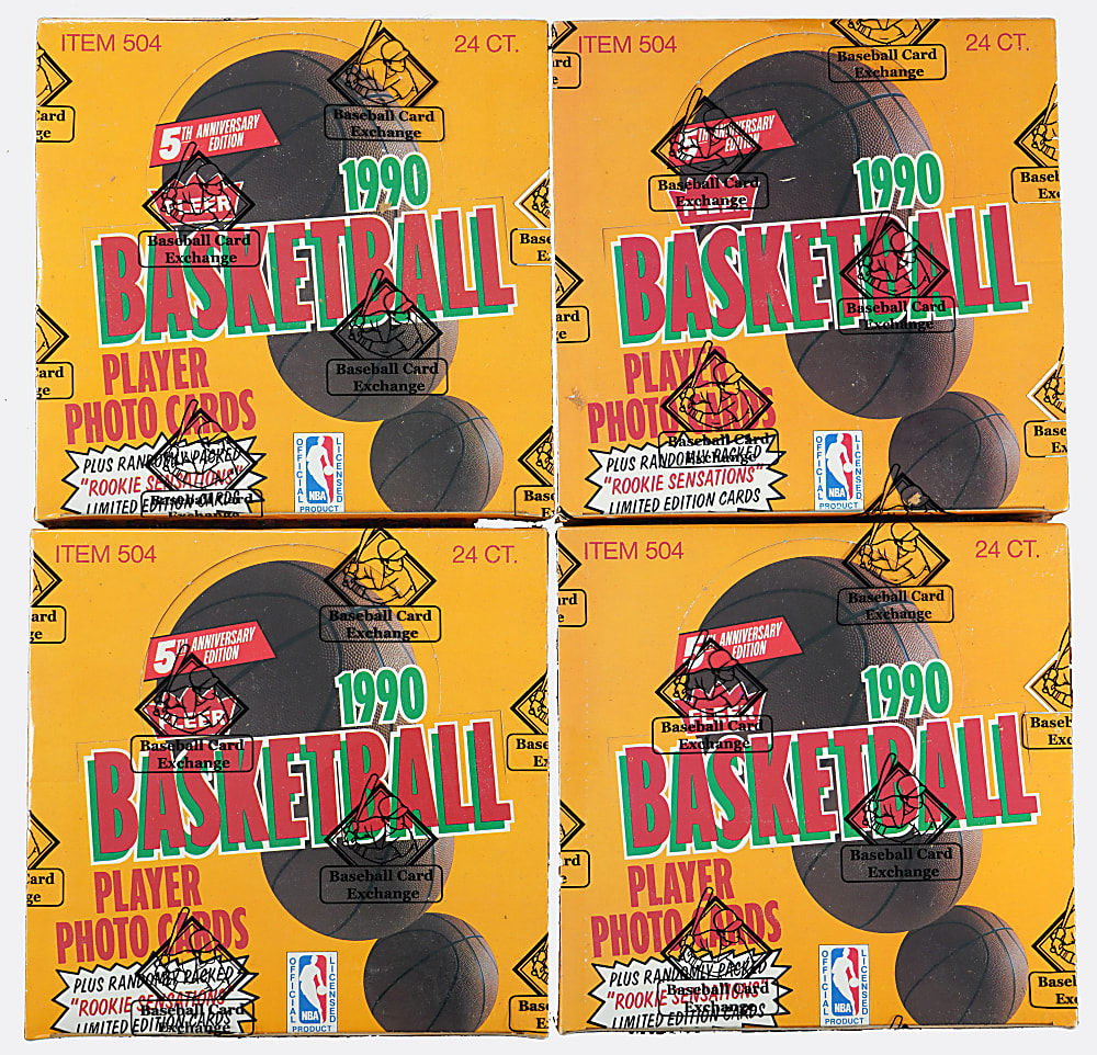 1990-1991 Fleer Basketball Unopened Jumbo Box Quartet FASC - Each BBCE with Point of Sale Display Case