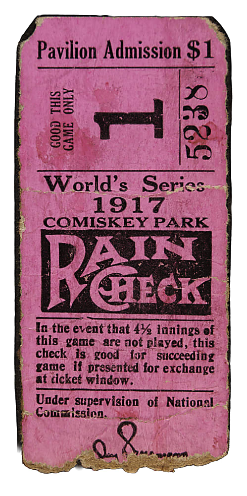 1917 Chicago White Sox (vs. Cincinnati Reds) World Series Game 1 Ticket Stub - Joe Jackson's First World Series Game
