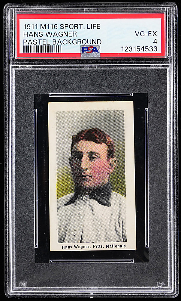 1910-1911 M116 Sporting Life Hans Wagner Pastel Background PSA VG-EX 4