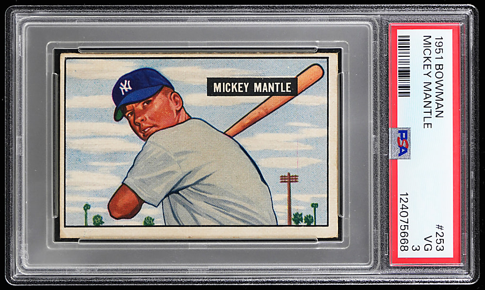1951 Bowman #253 Mickey Mantle Rookie PSA VG 3