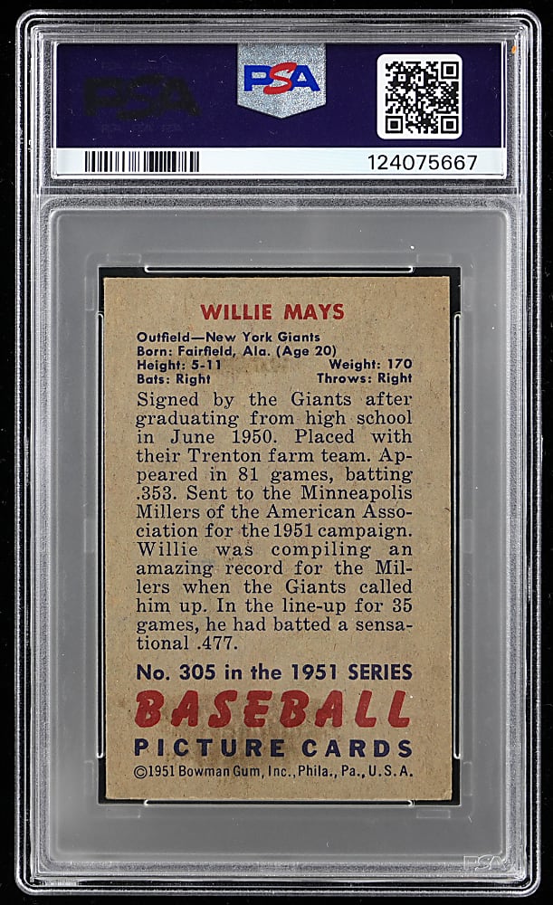 1951 Bowman #305 Willie Mays Rookie PSA VG-EX 4