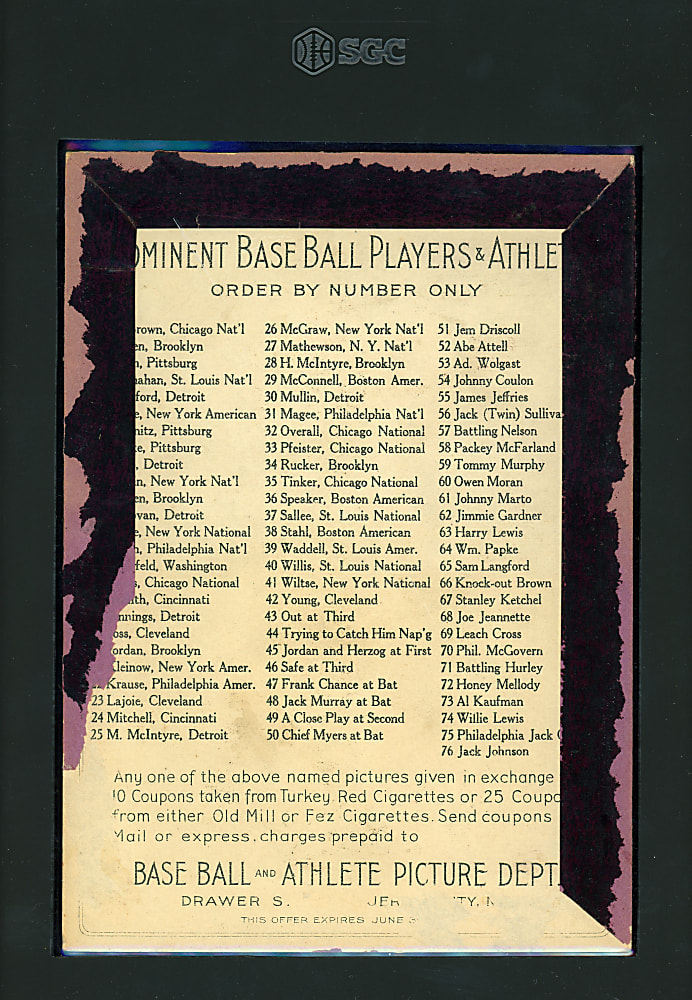 1911 T9 Turkey Red Cabinets #76 Jack Johnson SGC Authentic