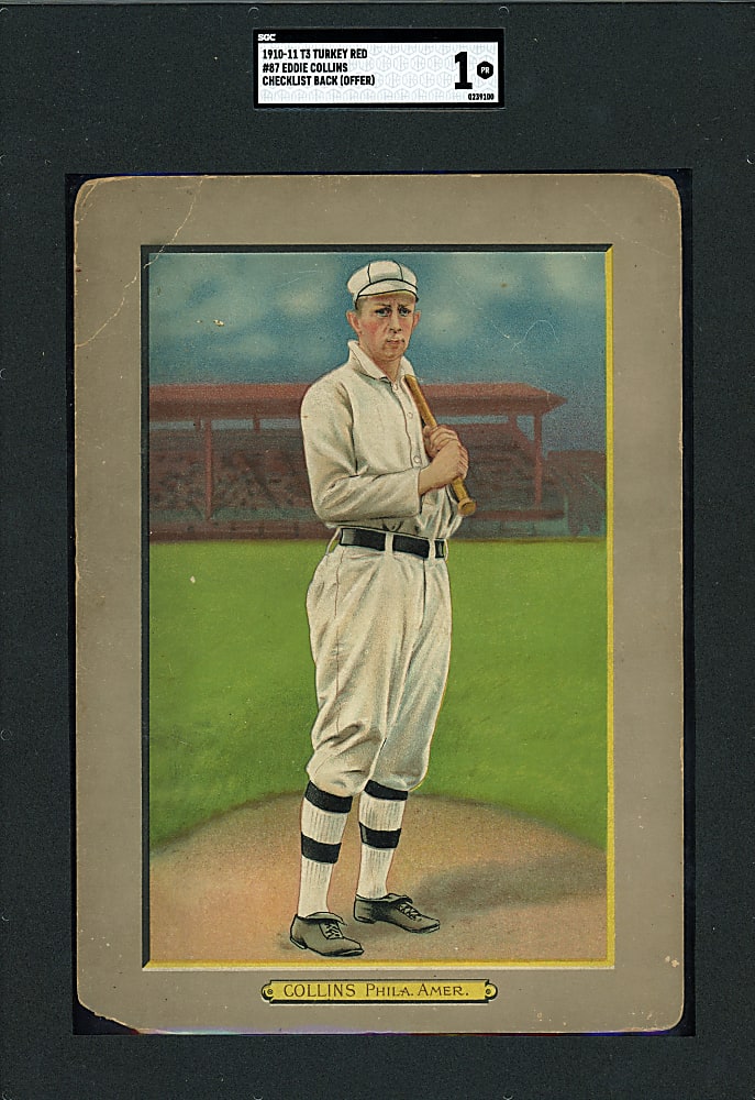1911 T3 Turkey Red Cabinets #87 Eddie Collins Checklist Back SGC POOR 1