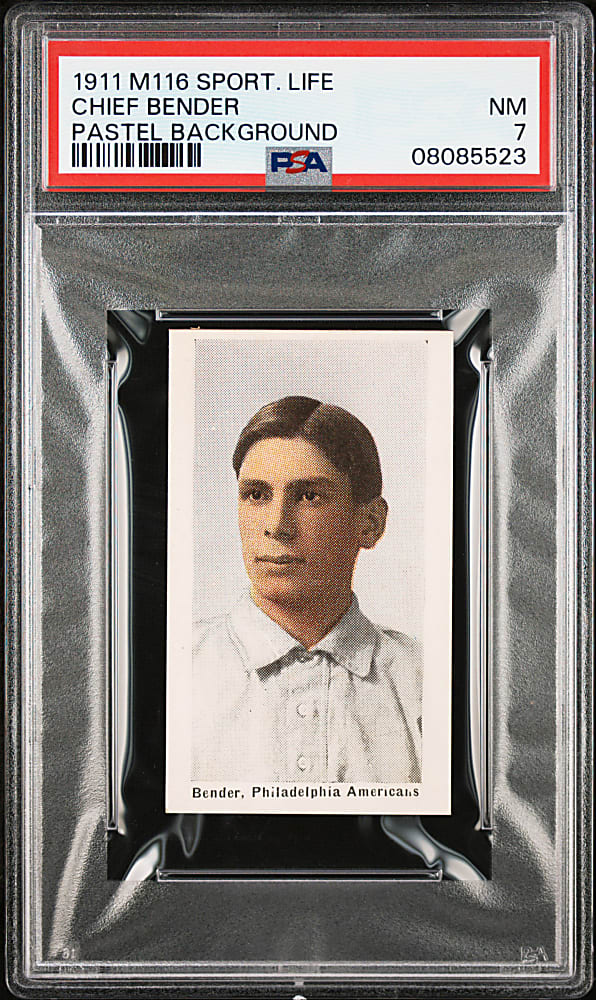 1910-1911 M116 Sporting Life Chief Bender Pastel Background PSA NM 7