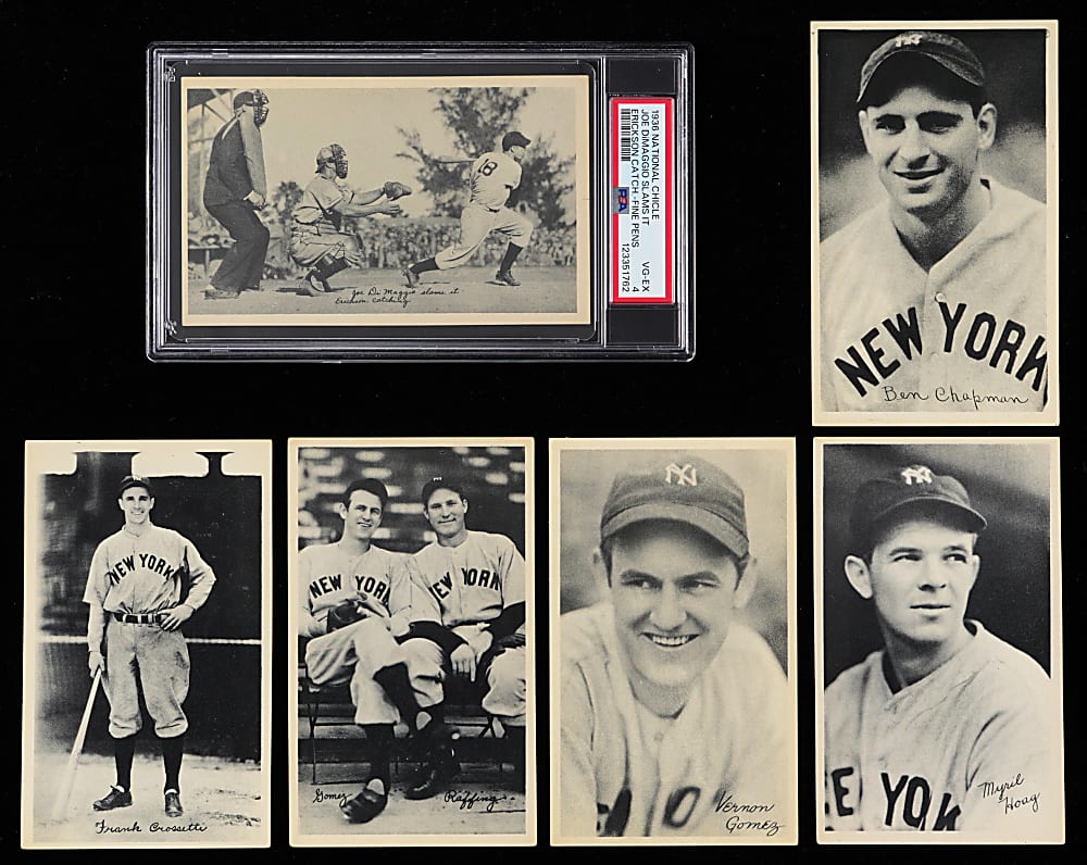 1936 R313 National Chicle New York Yankees Collection (6) with PSA VG-EX 4 Joe DiMaggio Rookie