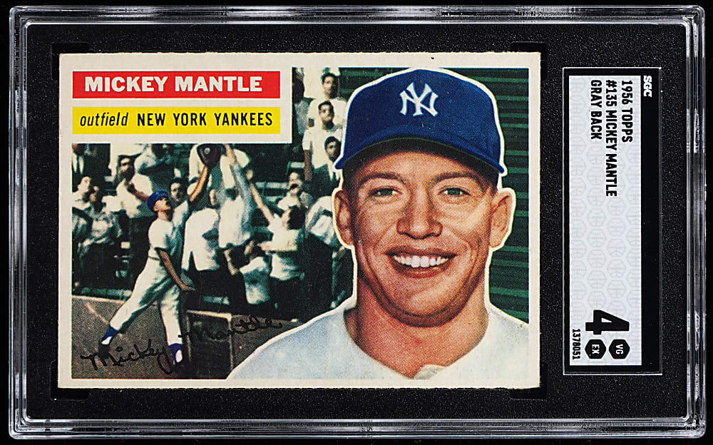 1956 Topps #135 Mickey Mantle Gray Back SGC VG/EX 4