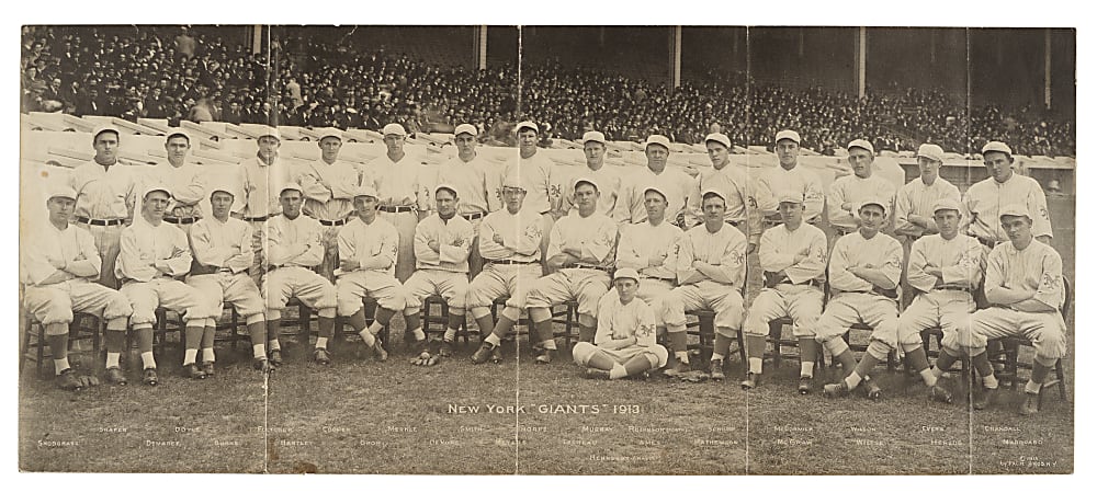 1913 New York Giants National League Champions Pach Bros. Panoramic Photograph with Mathewson, McGraw, Marquard, and Thorpe Rookie Season